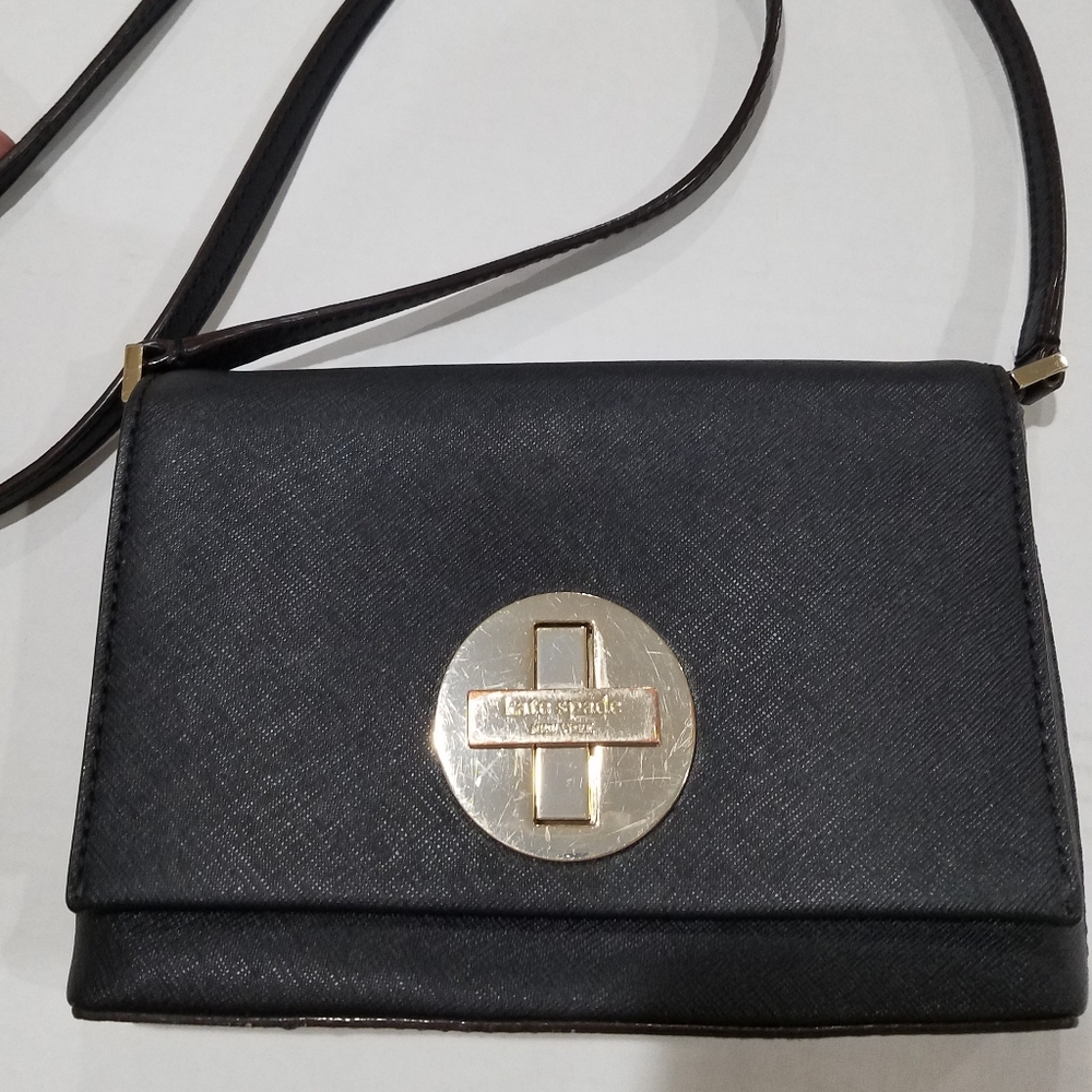 Kate Spade black safiano leather crossbody